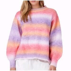 XIRENA Women’s Darcy Panorama Oversized Sweater Sz XS Pink Purple Strip $325
